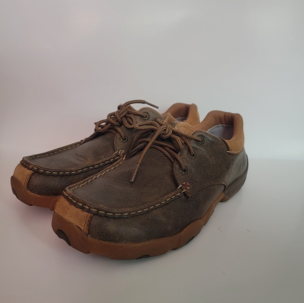 Twisted X Leather boat shoes, men's size 8